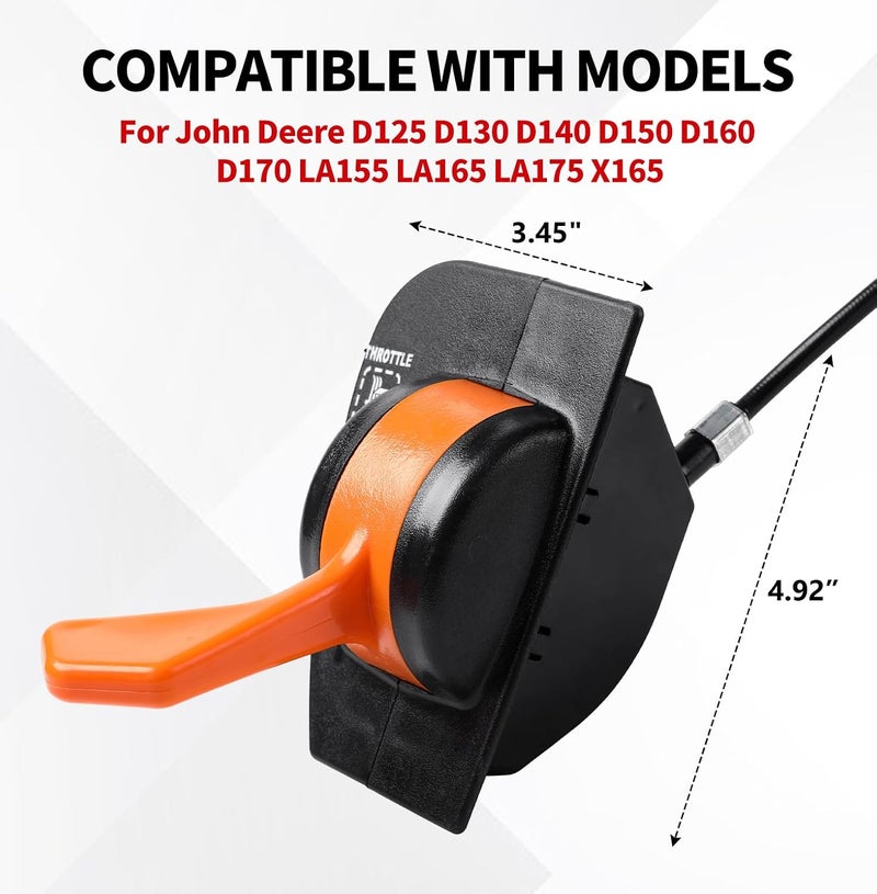 YDO Throttle Control Cable Fits for John Deere D125 D130 D140 D150 D160 D170 LA155 LA165 LA175 X165 Tractors,Push Pull Cable Replace OEM# GY21984 - Image 3